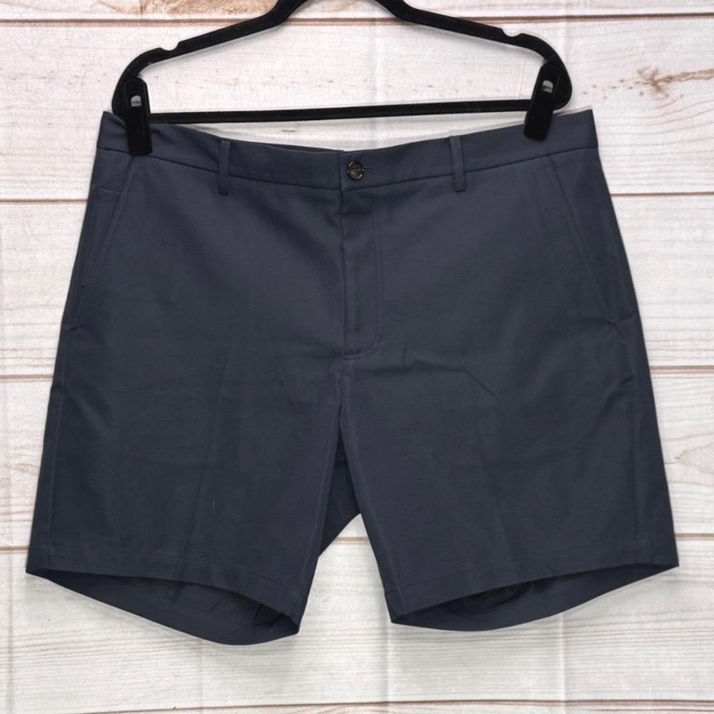 7 For All Mankind Mens Navy Blue Chino Shorts Size 36 Flat Front Casual Summer